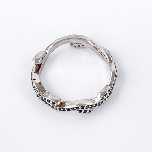 *As Is Missing a Stone* Sterling Silver Black Tourmaline Vine Band Ring Size 10 - Picture 3 of 10